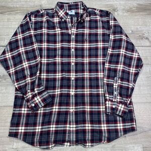 Southern Proper Men Flannel Shirt 2XL Plaid Long Sleeve Button Down Navy Red XXL